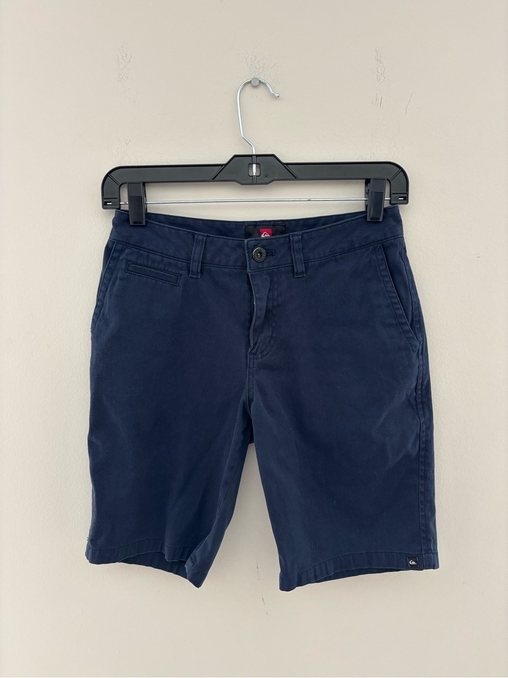 Quiksilver Boys Navy Chino Shorts Size 26 Youth Casual Flat Front Skate School